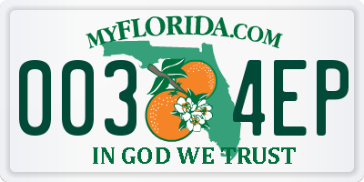 FL license plate 0034EP