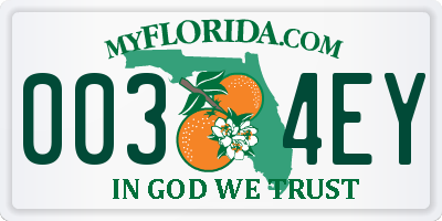 FL license plate 0034EY