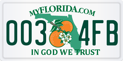 FL license plate 0034FB