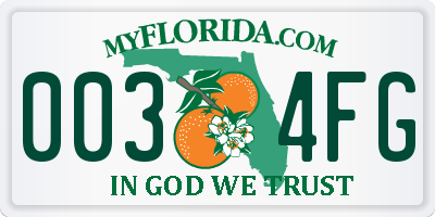 FL license plate 0034FG
