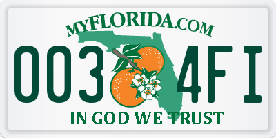 FL license plate 0034FI