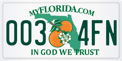 FL license plate 0034FN