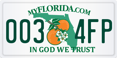 FL license plate 0034FP
