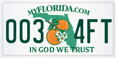 FL license plate 0034FT