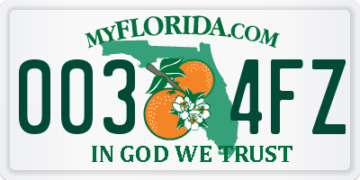 FL license plate 0034FZ