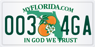 FL license plate 0034GA