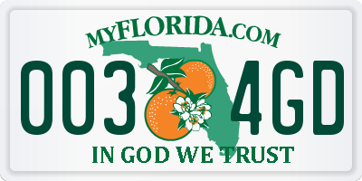 FL license plate 0034GD