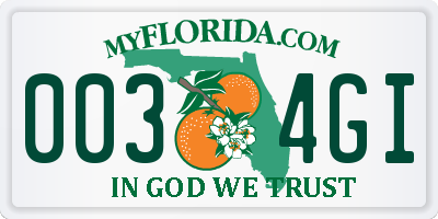 FL license plate 0034GI