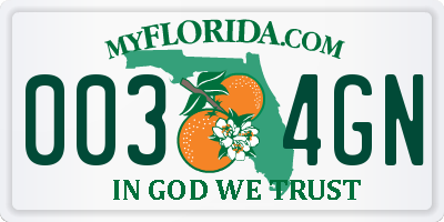 FL license plate 0034GN