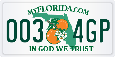 FL license plate 0034GP