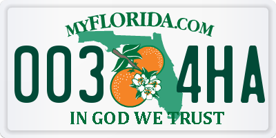 FL license plate 0034HA