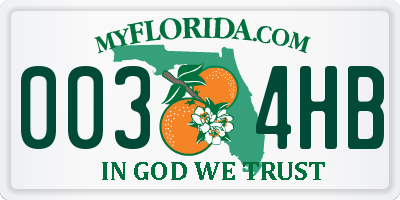 FL license plate 0034HB