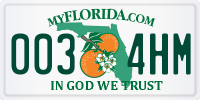 FL license plate 0034HM