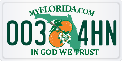 FL license plate 0034HN