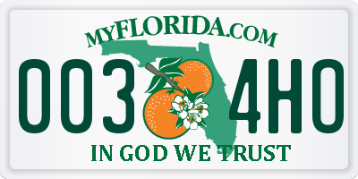 FL license plate 0034HO