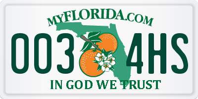 FL license plate 0034HS