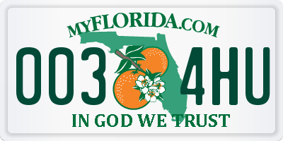 FL license plate 0034HU