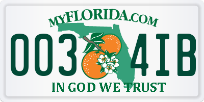 FL license plate 0034IB