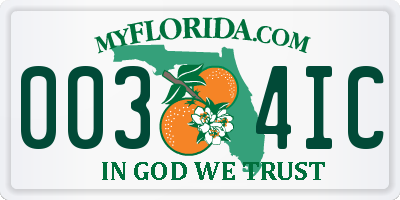 FL license plate 0034IC