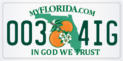 FL license plate 0034IG