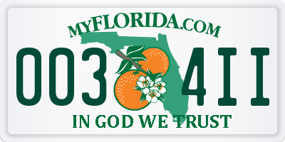 FL license plate 0034II
