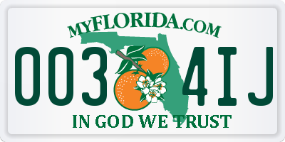 FL license plate 0034IJ