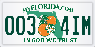 FL license plate 0034IM