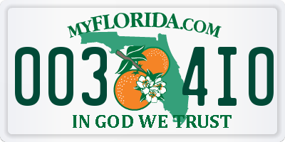 FL license plate 0034IO