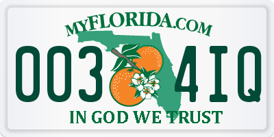FL license plate 0034IQ