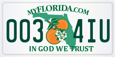 FL license plate 0034IU