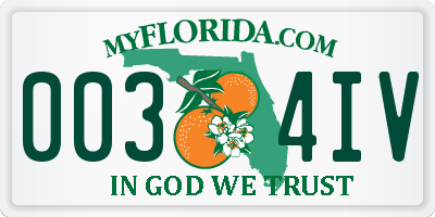 FL license plate 0034IV