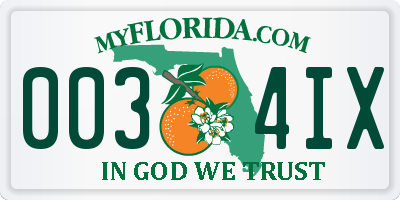 FL license plate 0034IX