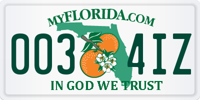 FL license plate 0034IZ