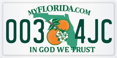 FL license plate 0034JC