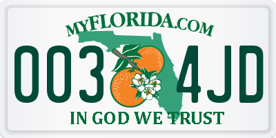 FL license plate 0034JD