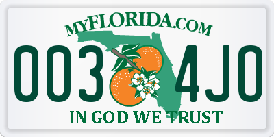 FL license plate 0034JO