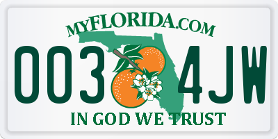 FL license plate 0034JW
