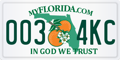 FL license plate 0034KC