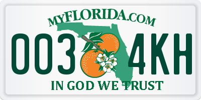 FL license plate 0034KH