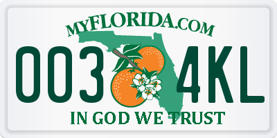 FL license plate 0034KL