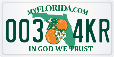 FL license plate 0034KR