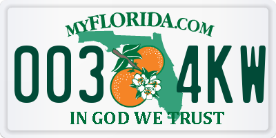 FL license plate 0034KW