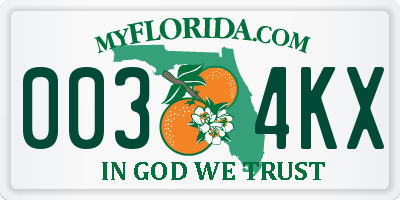 FL license plate 0034KX
