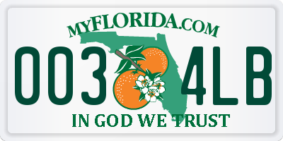 FL license plate 0034LB