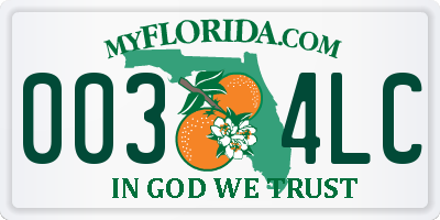FL license plate 0034LC