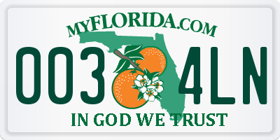 FL license plate 0034LN