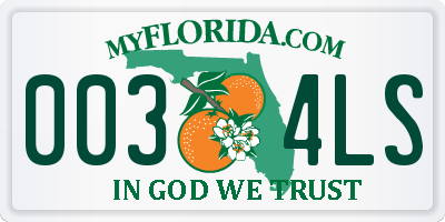 FL license plate 0034LS