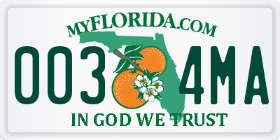 FL license plate 0034MA