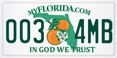 FL license plate 0034MB