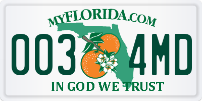 FL license plate 0034MD
